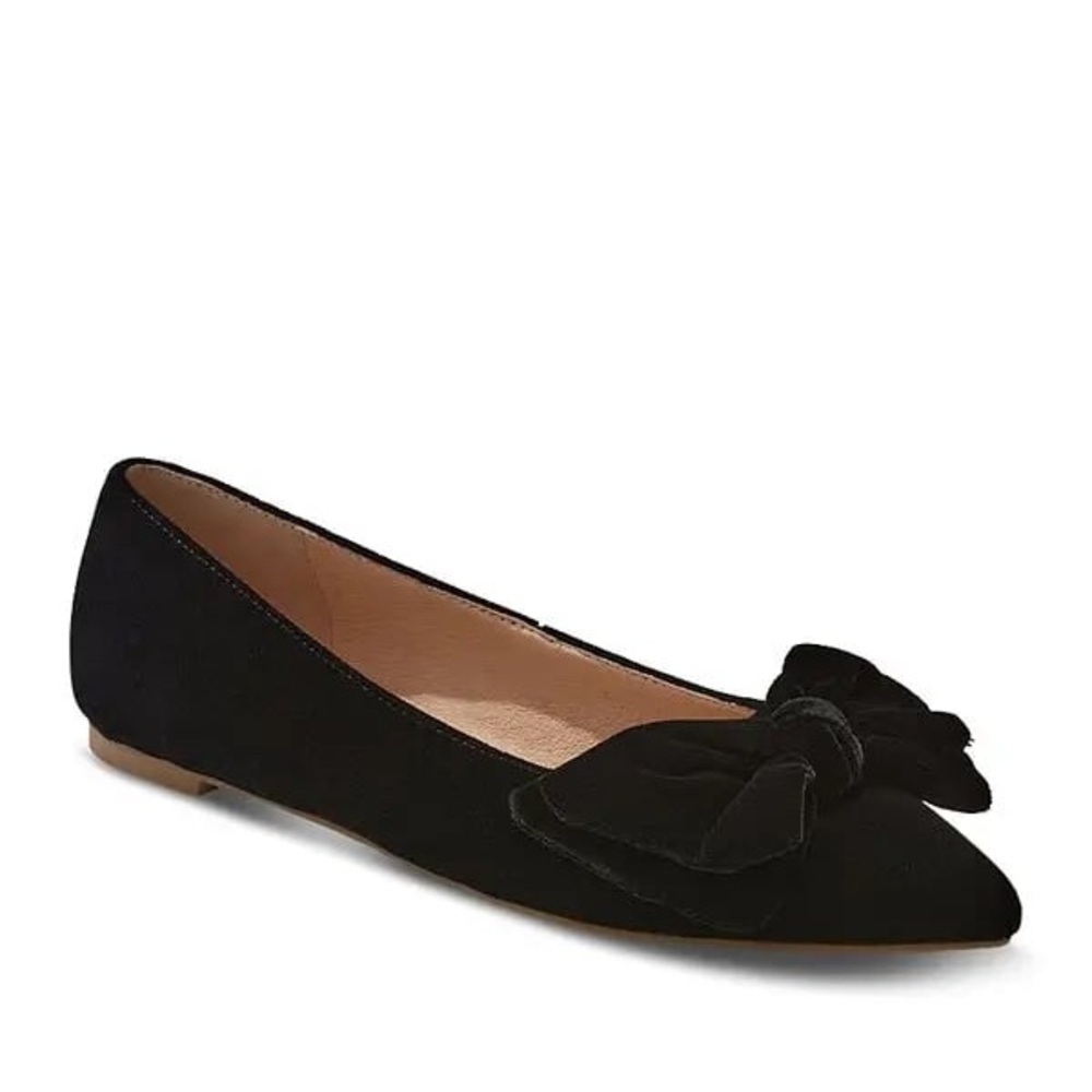 Jack Rogers Debra Velvet Pointed Toe Ballet Flat Black NWT